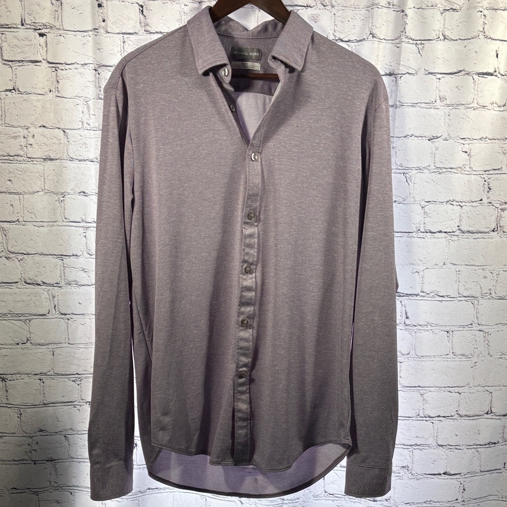 Michael Kors Men's Casual Lavender Button-Down Shirt